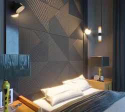 Gypsum panels in the bedroom interior