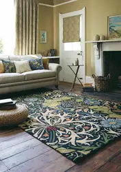 Carpets curtains in the living room interior photo