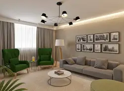 Зелено коричневый интерьер гостиной
