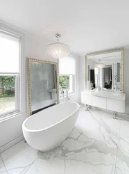 Bathroom Interior In White Marble