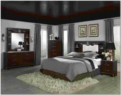 Dark bedroom set in the interior