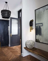 Hallway design with black doors