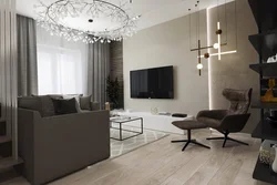 Graphite Sofa In The Living Room Interior Photo