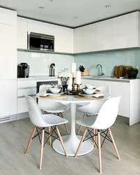 Round table for the kitchen in the interior white