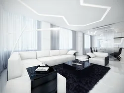 Interior in white colors in the living room