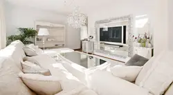 Interior in white colors in the living room