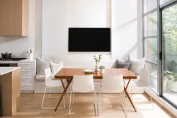 Кухня гостиная с телевизором дизайн фото