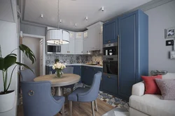 Kitchen living room in blue tones photo