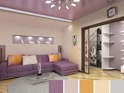 Color combination with lilac in the living room interior