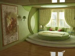 Интерьер спальни потолок зеленый