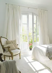 Curtains for white wallpaper in the bedroom photo