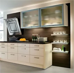 Glass cabinets in the kitchen interior photo