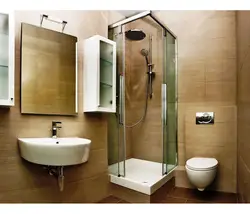 Shower cabin in a small bathroom without toilet photo