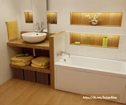 Дизайн ванны с встроенными полками