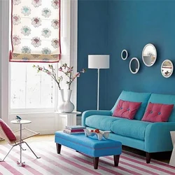 Color Combination In The Bedroom Interior With Blue
