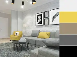 Photo living room in gray and white colors photo