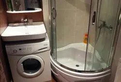 Дизайн ванны в хрущевке со стиральной машиной и душевой кабиной