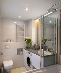 Bath Design In Khrushchev With A Washing Machine And Shower