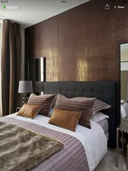 Bedroom walls with brown furniture photo