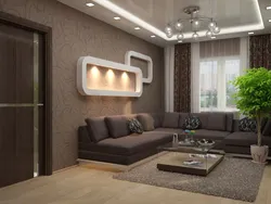 Living room design brown white