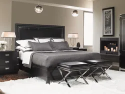 Чорны ложак у спальні інтэр'ер дызайн