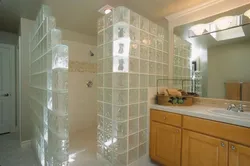 Glass blocks in the bathroom interior
