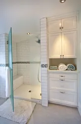 Photo Of A Bathroom Cabinet Up To The Ceiling