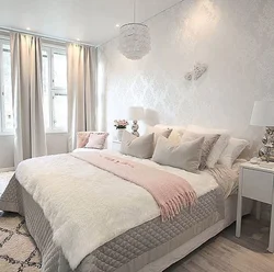 Спальня в пудровом цвете дизайн