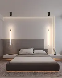 Lamps over the bed in the bedroom design