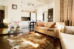 Living room interior in warm colors photo