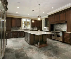 Porcelain tiles in the kitchen living room photo design