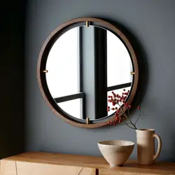 Спальня с круглым зеркалом дизайн