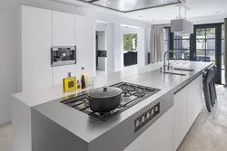 White hob in the kitchen interior