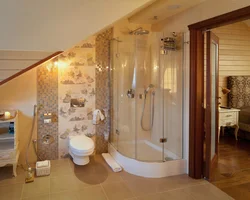 Bathroom design with a bathtub in a country house