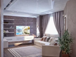Дизайн гостиной комнаты с одним окном