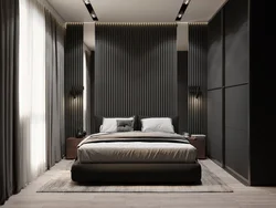 Темный цвет стен в спальне фото