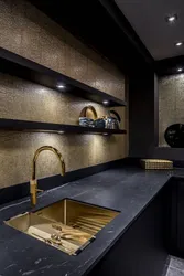 Golden Sink In The Kitchen Interior