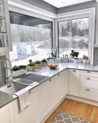 Corner Kitchens With Window Sill Design