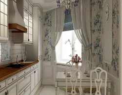 Interior window in the kitchen in Provence style