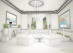 Living Room Interior Drawing