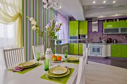 Интерьер кухни салатного цвета