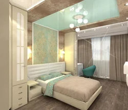 Bedroom design 17 sq m rectangular with balcony