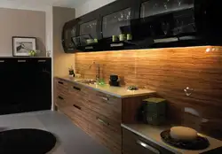 Черная деревянная кухня интерьер
