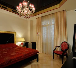 Bedroom Interior With Brown Ceiling Photo