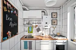 Kitchen design small 5 sq.m. with column