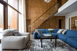 Sofas In The Interior Of A Living Room In A Wooden House