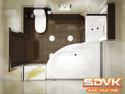 Bath design with corner bath 3 sq.m.