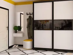 Заманауи стильдегі фотосуреттегі дәліздегі әдемі жылжымалы шкафтар
