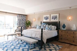 Beige Blue Bedroom Interior