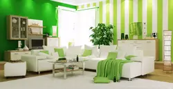 Обои зеленые для стен в интерьере гостиной